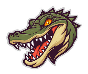 Alligator head vector illustration on the white background. 