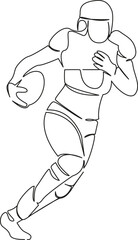 One continuous single drawing line art flat doodle sport, playing, teamwork, running, woman, lifestyle, rugby player. Isolated image hand draw contour on a white background, hand drawn, not AI