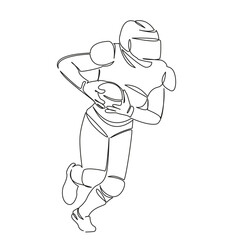 One continuous single drawing line art flat doodle athlete, sport, girl, player, team, ball, rugby, american. Isolated image hand draw contour on a white background, hand drawn, not AI