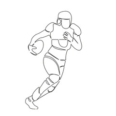 One continuous single drawing line art flat doodle sport, playing, teamwork, running, woman, lifestyle, rugby player. Isolated image hand draw contour on a white background, hand drawn, not AI