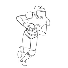 One continuous single drawing line art flat doodle athlete, sport, girl, player, team, ball, rugby, american. Isolated image hand draw contour on a white background, hand drawn, not AI
