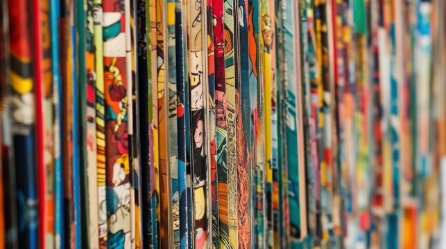 Vibrant Comic Books Stacked in a Collector's Store