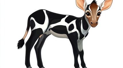 Obraz premium Cartoon Zebra-Donkey Fawn, Isolated, Against White Background, Educational