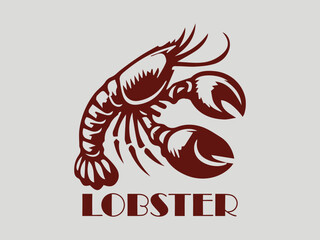 Stylized lobster illustration with bold claws Seafood and restaurant concept, illustarion lobster logo vector
