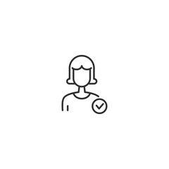 Minimalist user profile icon with check mark in vector format