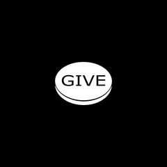 Give, icon internet button isolated on black background.