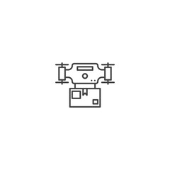 Drone delivery vector icon featuring parcel and quadcopter design