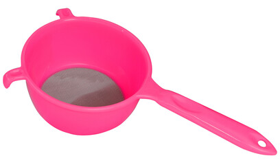 Pink Home and Kitchen Multipurpose Usage Strainer with plastic handle and metal filter on transparent background