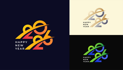Happy New Year 2026 with rising star effect in gradient colourful and elegant colour, celebration, greeting card, invitation, calendar concept. Design template post new year 2026.
