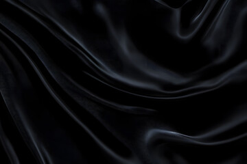 Obraz premium Black gray satin dark fabric texture luxurious shiny that is abstract silk cloth background with patterns soft waves blur beautiful.