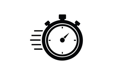 Fast time stop watch icon on white background