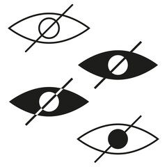 Hidden vision icon. Closed eye symbol. Privacy concept vector. Black and white design.