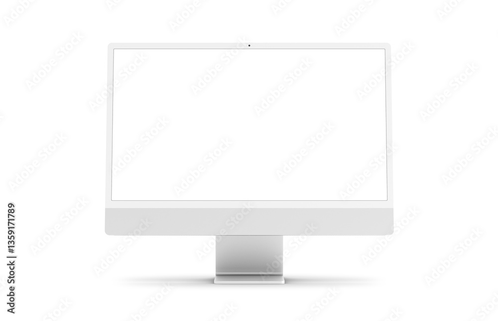 Aufkleber Modern computer screen isolated on transparent background. Silver color. Front view. 3d rendering
