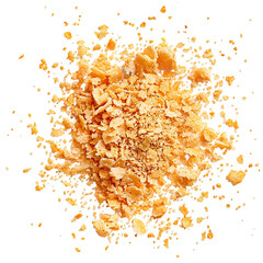 Pile of Light Brown Almond Flour with Scattered Pieces on a White Background in PNG Format