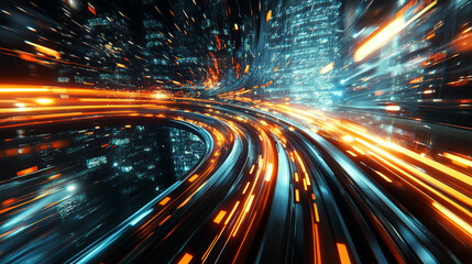 Abstract speed cyber flow. High tech background. Stripes, strings, rays 3D illustration