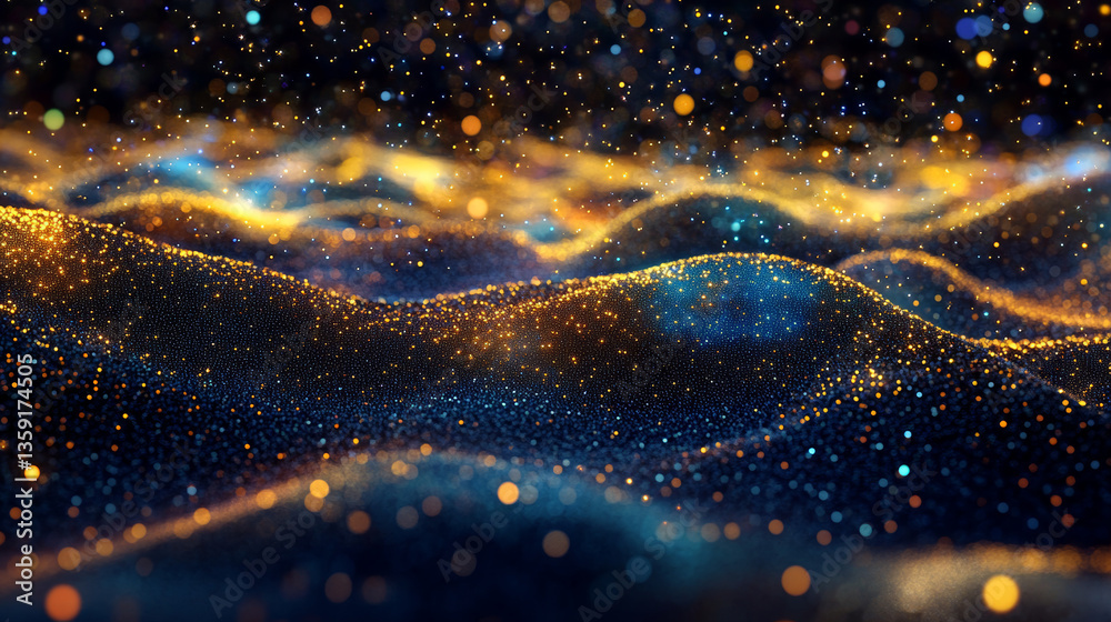 Poster hexagonal nano grid. molecular network of connected honeycombs. neural network. concept of nanotechn