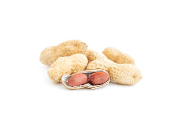 Peanuts isolated on white background, Groundnut or monkey nut