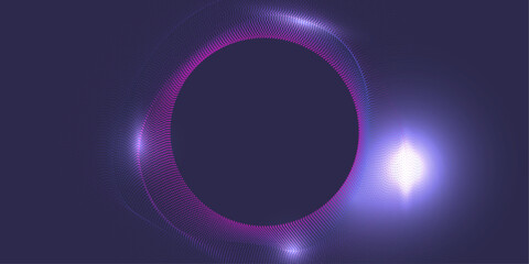 Purple glowing swirl forming a circular placeholder frame on dark background