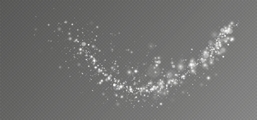 White dust. Light particles. Decoration. 
Vector. Christmas dust, bokeh lights.