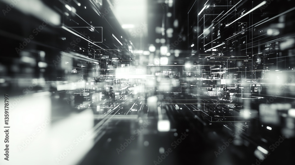 Poster big data 3d illustration. neural network and cloud technologies. global database and artificial inte