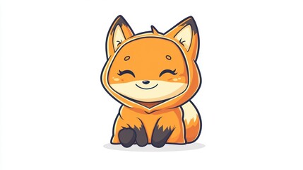 Cute cartoon fox wearing a hooded cloak