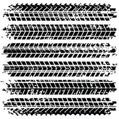 Seamless Tire Tracks with grunge texture set