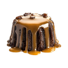 Sticky Date Pudding Isolated on Transparent Background
