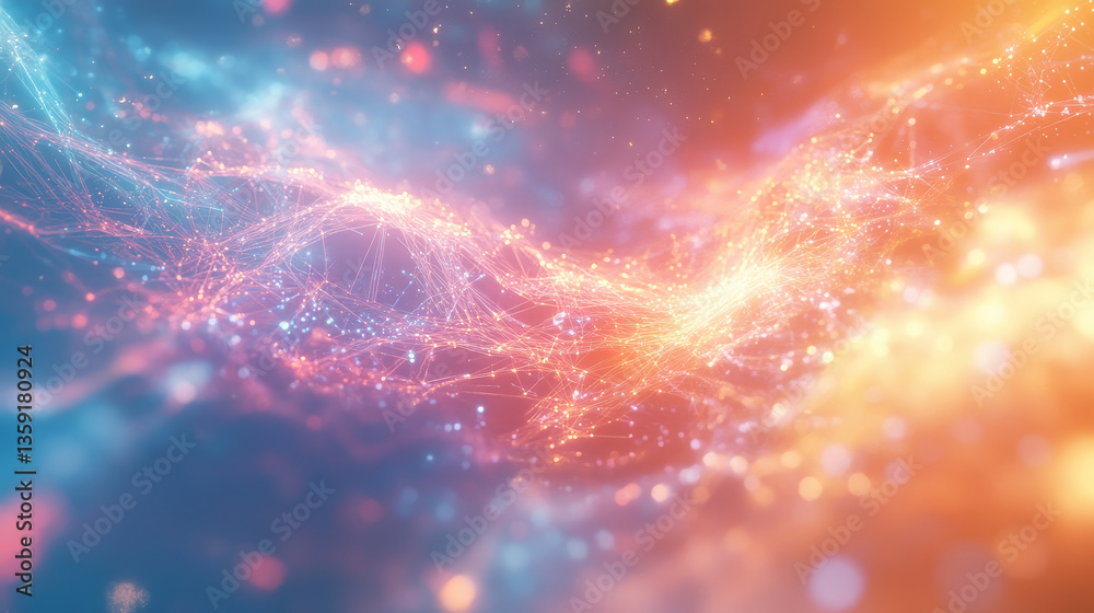 Poster big data and cybersecurity 3d illustration. neural network and cloud technologies. global database a