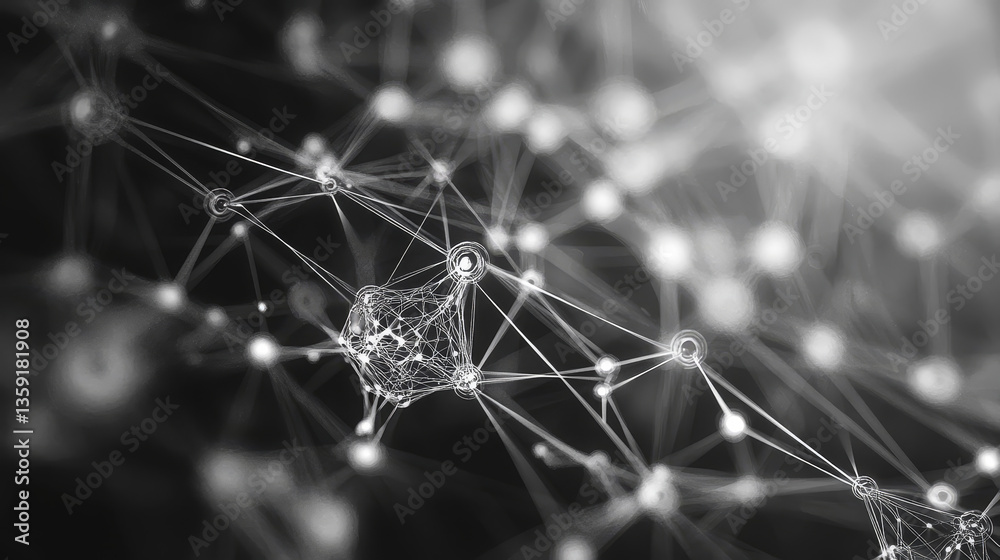 Poster big data 3d illustration. neural network and cloud technologies. global database and artificial inte