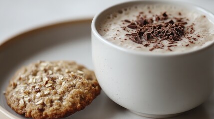 oatmeal cookie and chocolate hot drink