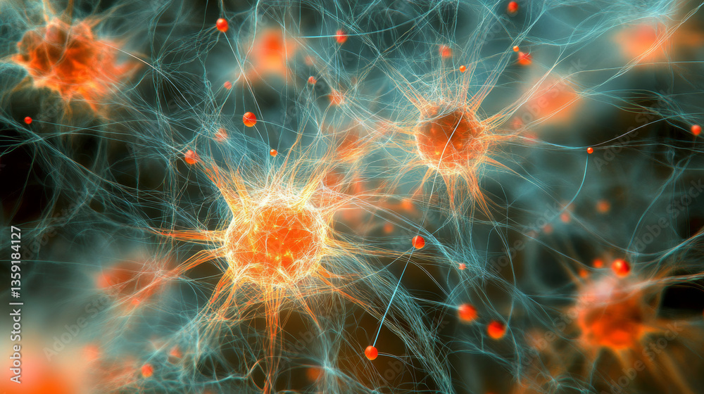 Poster big data concept. crystal mesh 3d illustration. neural connections in digital brain. data network an