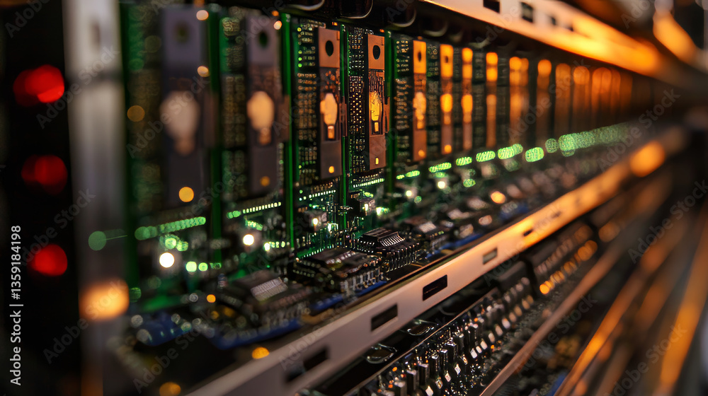 Poster database in global cyberspace 3d illustration. new power quantum processor. blockchain technology an