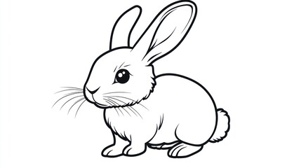 Obraz premium Cute black and white rabbit coloring page, suitable for kids