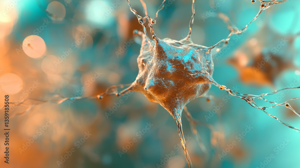 Poster big data. neural network and artificial intelligence 3d illustration. polygonal mesh with shallow de