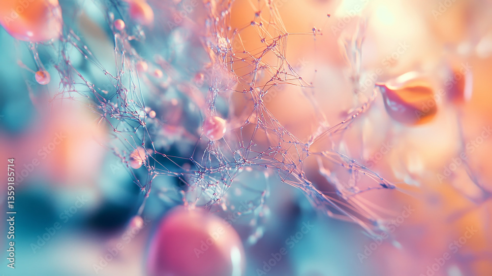 Poster big data. neural network and artificial intelligence 3d illustration. polygonal mesh with shallow de