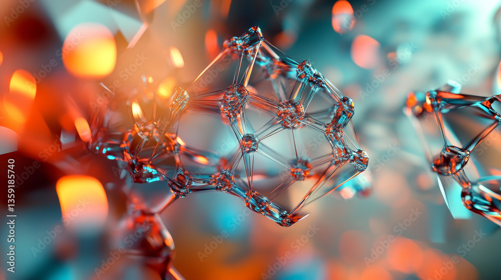 Poster big data. neural network and artificial intelligence 3d illustration. polygonal mesh with shallow de