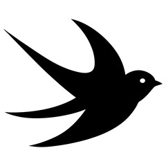 swift bird black silhouette vector, Simple silhouette Design vector icon with white background. Wild bird