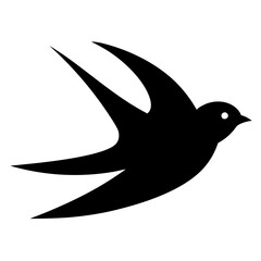 swift bird black silhouette vector, Simple silhouette Design vector icon with white background. Wild bird