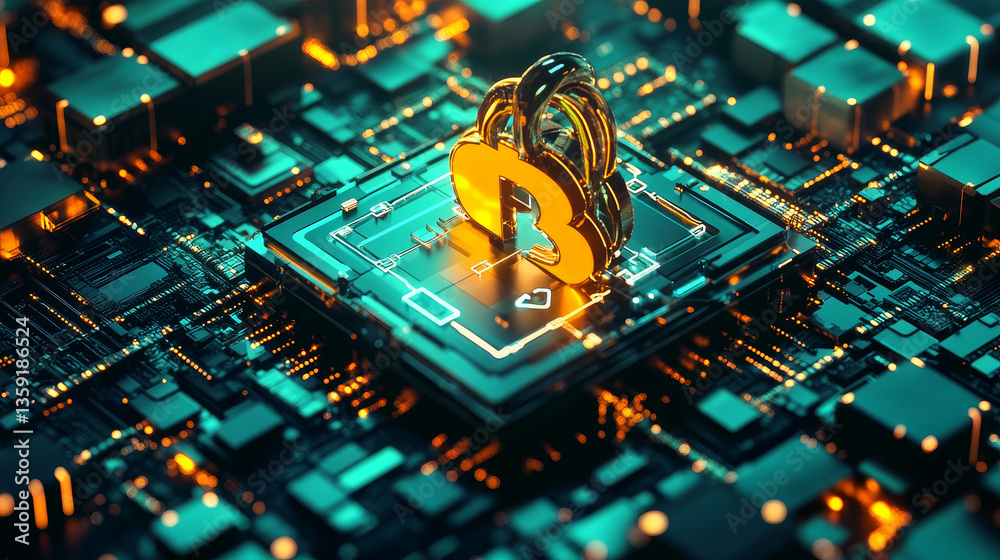Poster cyber network 3d illustration. cloud technology. blockchain and database security. polygonal grid an