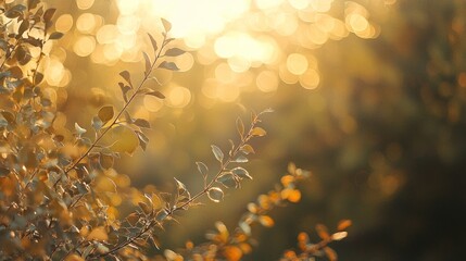 Fototapeta premium Bright yellow and orange autumn leaves dance in the fall sun's bokeh