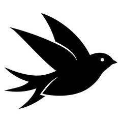 swift bird black silhouette vector, Simple silhouette Design vector icon with white background. Wild bird