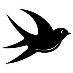 swift bird black silhouette vector, Simple silhouette Design vector icon with white background. Wild bird