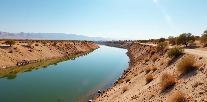 Barren landscape along Amendolea River during drought,  landscape, drought