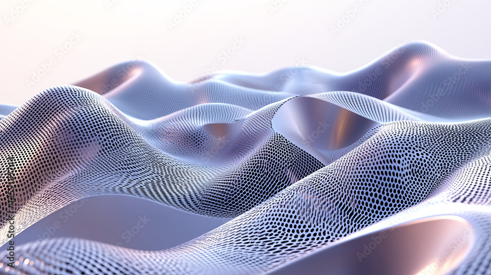 Poster cyber data stream. digital neural networks. 3d illustration of a wavy open source surface