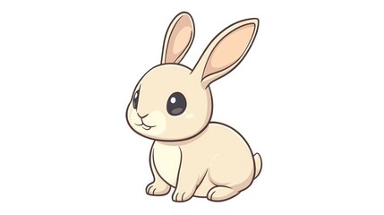 Obraz premium Cute cartoon rabbit illustration, cheerful animal, simple background, children's book illustration, online use
