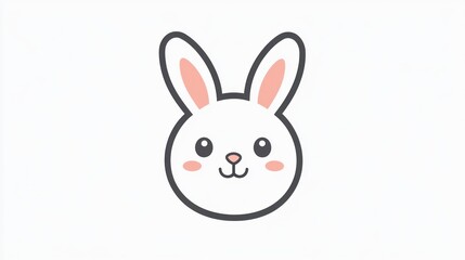 Obraz premium Cute cartoon rabbit face, simple design, for children's content, suitable for Easter or spring themed products