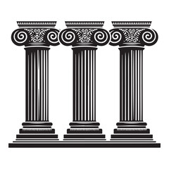 Classic greek columns vector illustration in black and white design