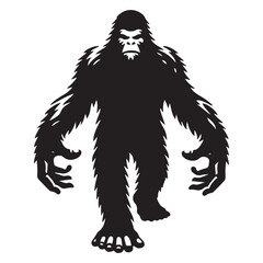 Detailed Silhouette Bigfoot Illustration A Cryptozoology Concept Design
