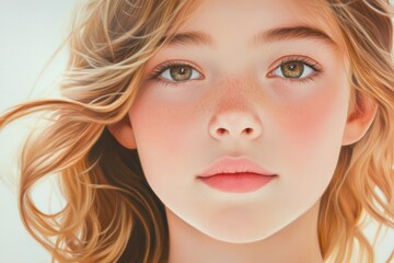 Naklejka premium Girl with flowing blonde hair portrait