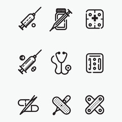 Medical equipment iconic bundle vector art design 